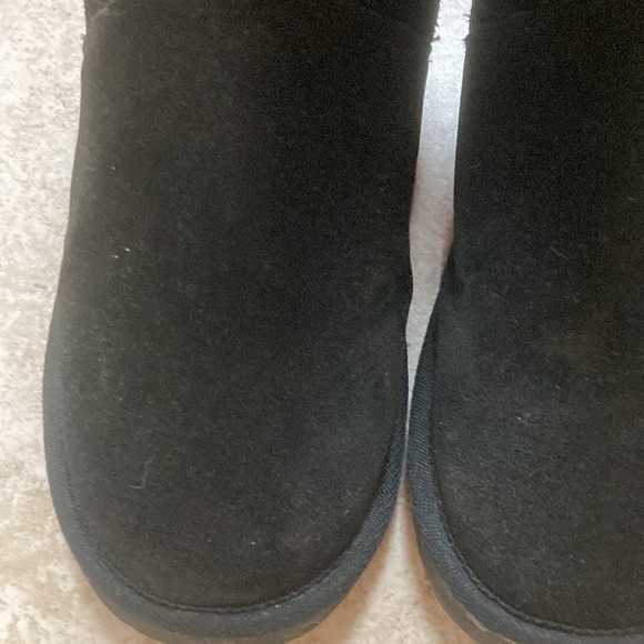 MukLuks size 9 black faux suede boots; 2 outside working silver buckles; 13 1/4” - Picture 4 of 10